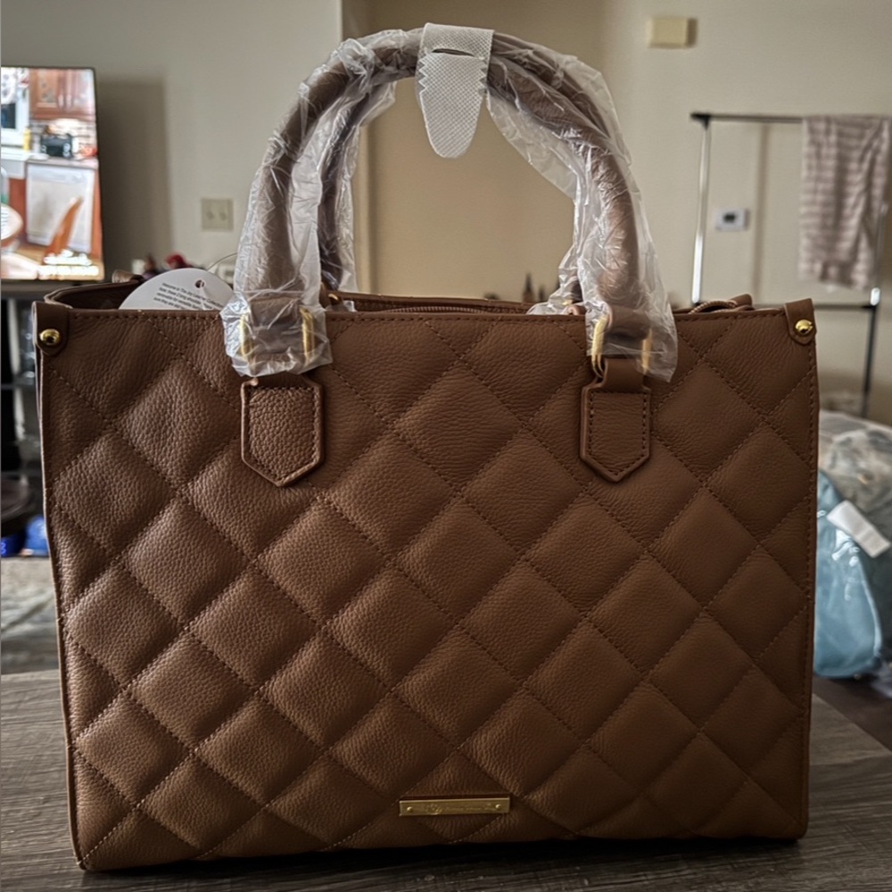 Joy Mangano Quilted Tan Tote Bag